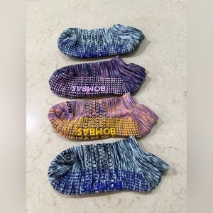 Bombas Low-Cut Athletic Grip Socks in Blue, Purple, Pink, Yellow (4 Pack) Medium